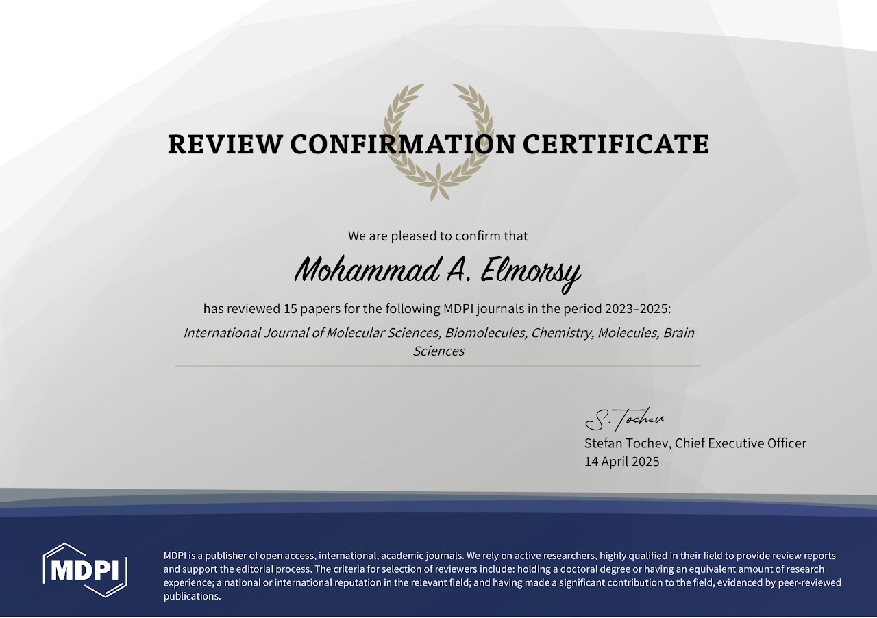 Part of my contribution as a peer reviewer for some reputable Q1 &Q2 scientific journals